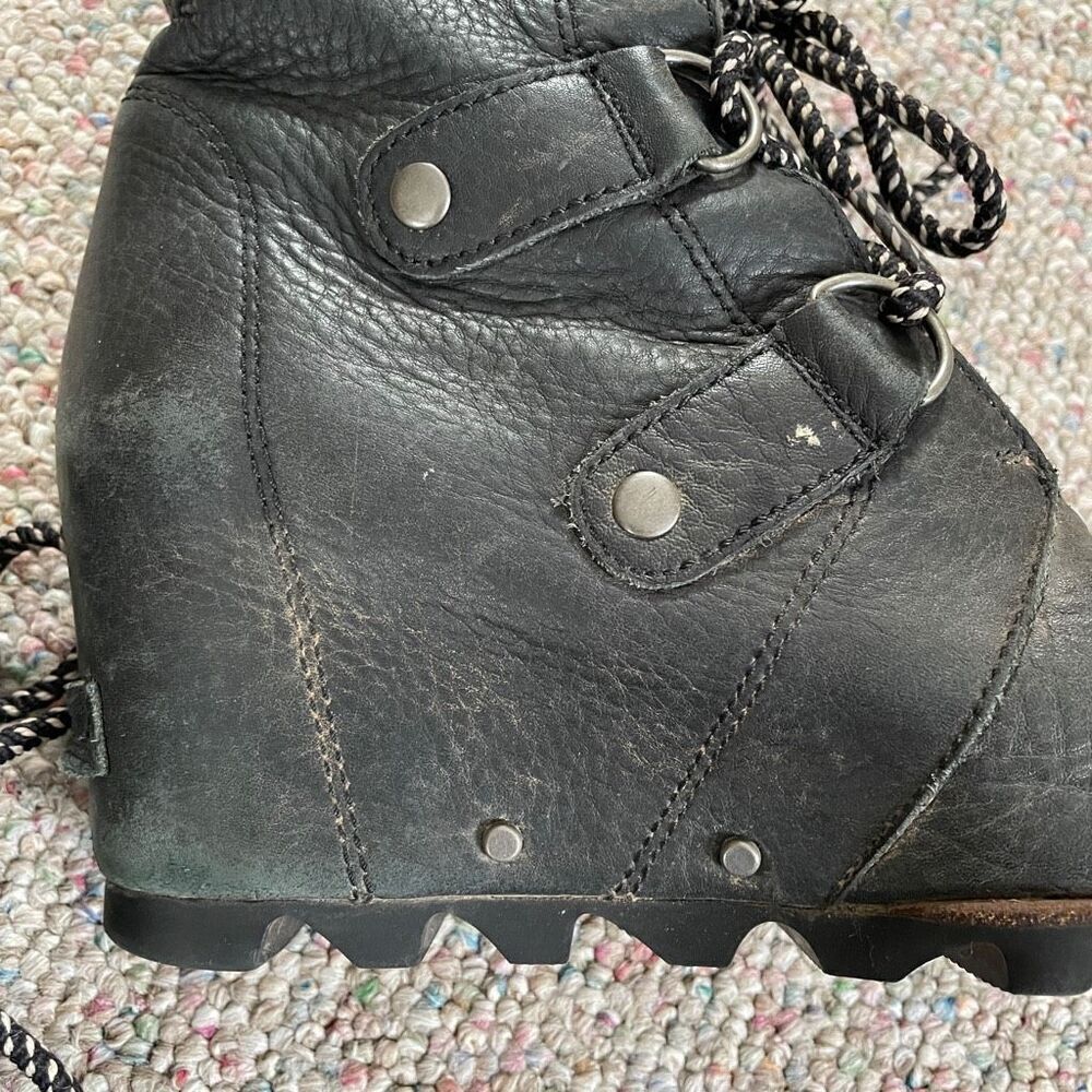 Sorel Joan of Arctic Wedge Leather Boots Fur Lined RARE - Picture 4 of 9